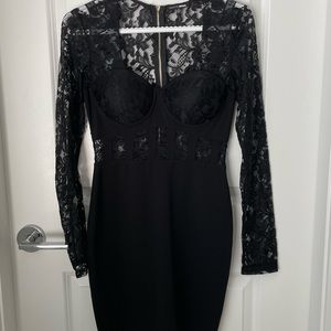 Fashionova Long Sleeve Black Lace Mini Dress size S
